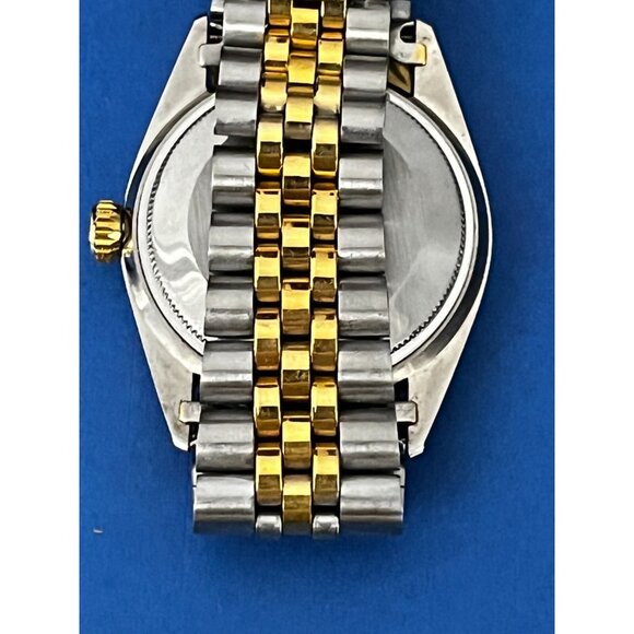 Geneve Ladies Round Two-Tone Yellow & Silver Bracelet Watch Diamond accents - Picture 7 of 14